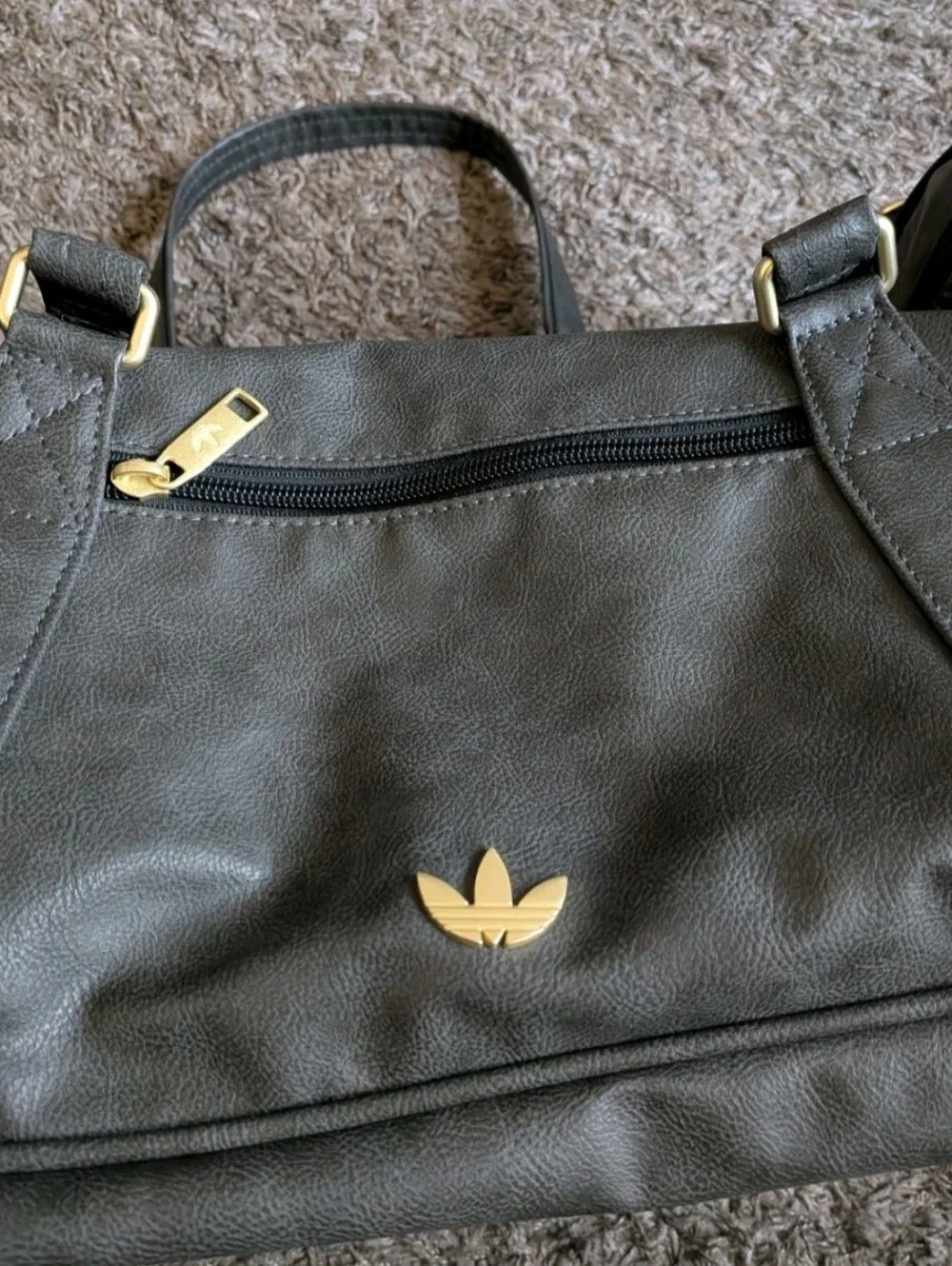 NWT Adidas Leather Mexico Airliner Black/Matte Gold Duffel Travel Carry Bag